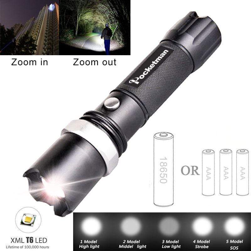 Survival Gears Depot LED Flashlights 5100 Lumens  XM-L T6 Zoomable LED Tactical Flashlight