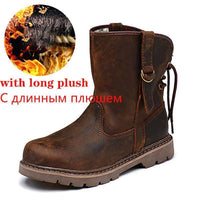 Thumbnail for Survival Gears Depot Long Plush / 38 Vintage Leather Snow Boots