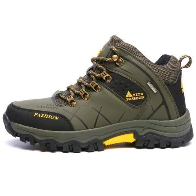 High top large hiking shoes among assorted outdoor, survival, camping, cycling, mountaineering, and hunting gears1