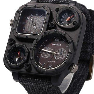 Survival Gears Depot Men's Watches BLACK (  Buy 1@ 30% OFF) Super Sleek Compass Dual Movt Male Quartz Watch