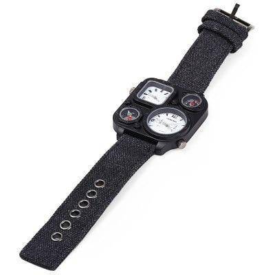 Survival Gears Depot Men's Watches Super Sleek Compass Dual Movt Male Quartz Watch