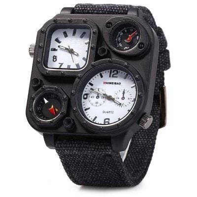 Survival Gears Depot Men's Watches WHITE ( Buy 1 @ 30% OFF) Super Sleek Compass Dual Movt Male Quartz Watch