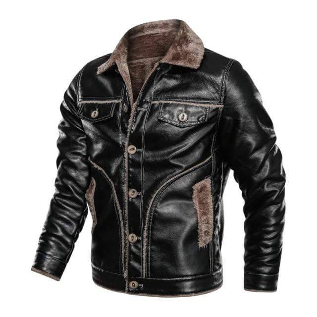 Wiio MGA788 Black / S Retro Leather Motorcycle Jacket