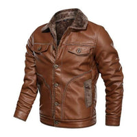 Thumbnail for Wiio MGA788 Coffee / S Retro Leather Motorcycle Jacket