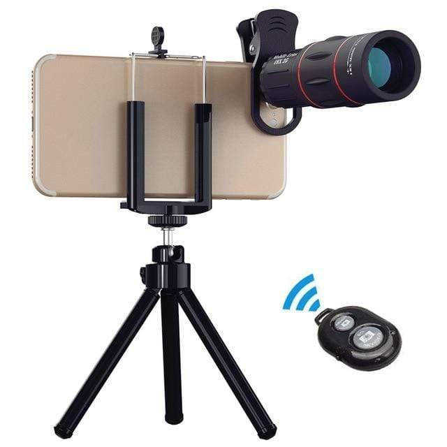 Survival Gears Depot Mobile Phone Lens 18x telescope with tripod & bluetooth 18X Telescope Zoom Lens Monocular With Tripod