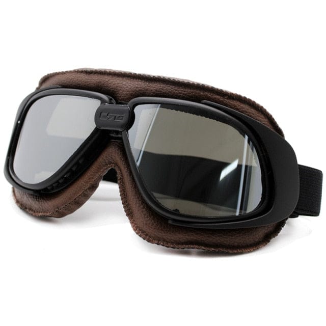 Survival Gears Depot Motorcycle Glasses Silver Goggles Classic Leather Pilot Biker Goggle