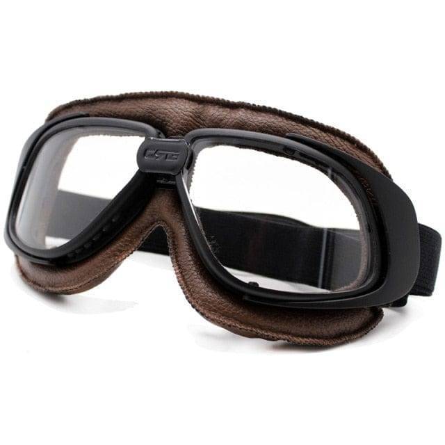 Vintage Leather Pilot Biker Goggles