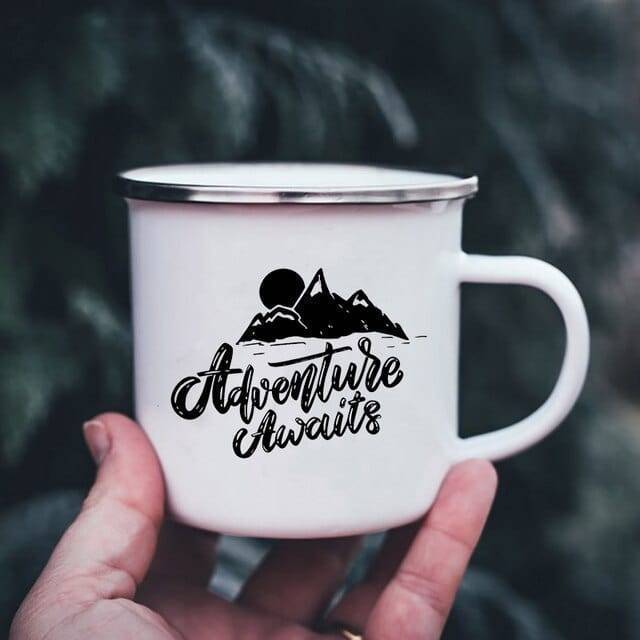 Adventure Awaits Camping Mugs Happy Campers Campfire Cup Enamel
