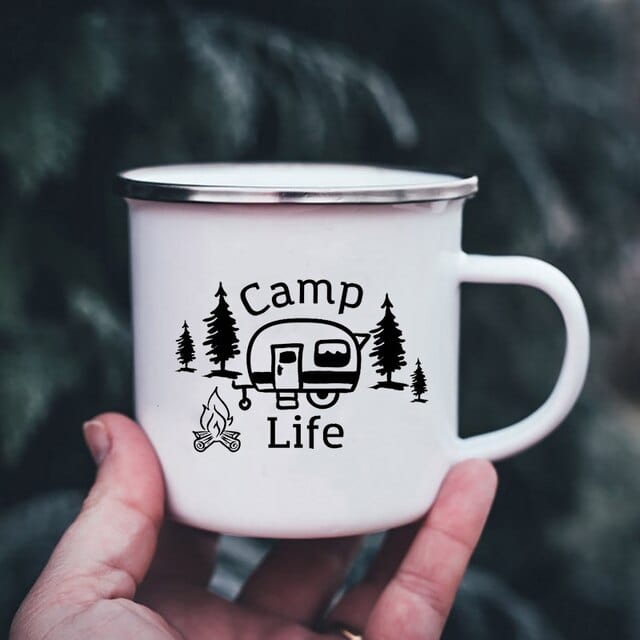 K222 Store Mugs XH4000-A015WH-8 Enamel Camping Coffee Cups | Enamel Camping Mugs | Outdoor Coffee Cup | Mug Handle Handle - Mugs