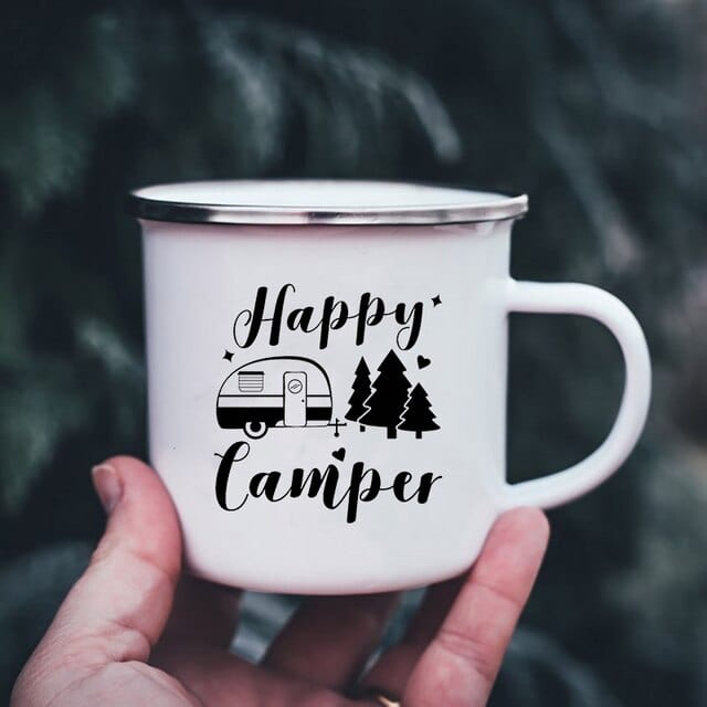 K222 Store Mugs XH4002-A015WH-8 Enamel Camping Coffee Cups | Enamel Camping Mugs | Outdoor Coffee Cup | Mug Handle Handle - Mugs