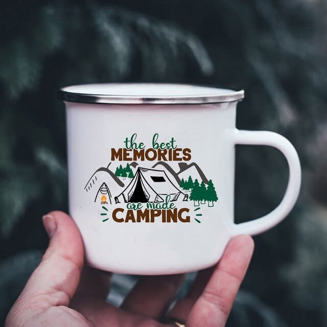 K222 Store Mugs XH4005-A015WH-8 Enamel Camping Coffee Cups | Enamel Camping Mugs | Outdoor Coffee Cup | Mug Handle Handle - Mugs