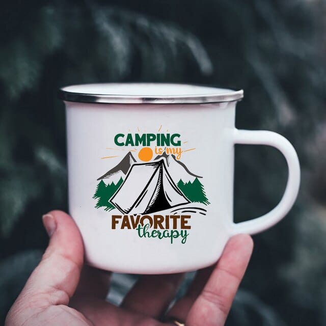 K222 Store Mugs XH4006-A015WH-8 Enamel Camping Coffee Cups | Enamel Camping Mugs | Outdoor Coffee Cup | Mug Handle Handle - Mugs