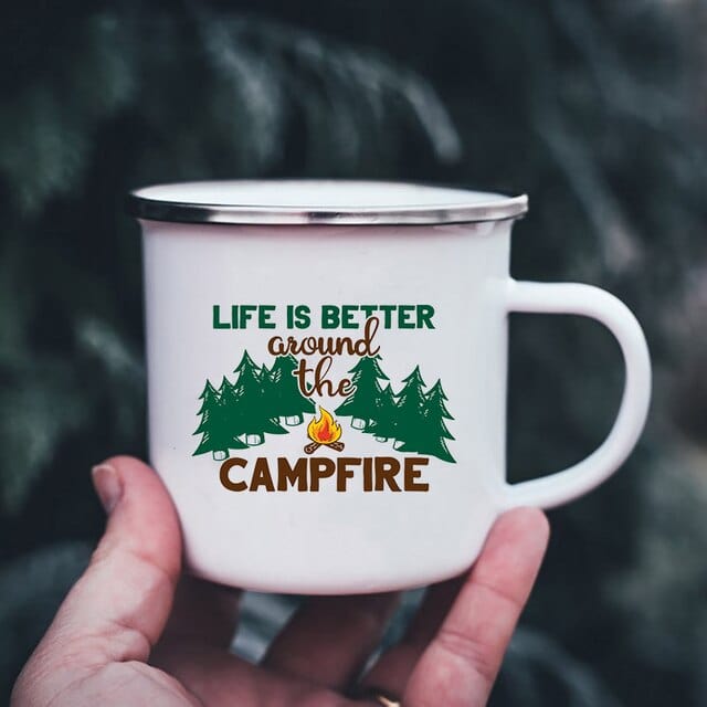 K222 Store Mugs XH4007-A015WH-8 Enamel Camping Coffee Cups | Enamel Camping Mugs | Outdoor Coffee Cup | Mug Handle Handle - Mugs
