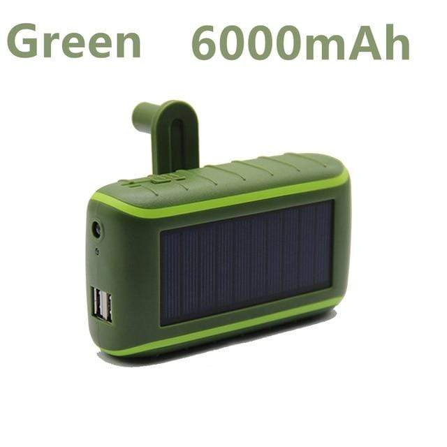 YXF CO.,LTD Store Power Bank 6000mAh Green Multifunctional Hand Crank Solar Power Bank