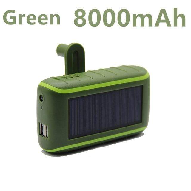 YXF CO.,LTD Store Power Bank 8000mAh Green Multifunctional Hand Crank Solar Power Bank