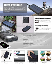 Thumbnail for Survival Gears Depot Power Bank Waterproof Portable Solar Powered Phone /Battery Charger On The Go ! (20000mAh)
