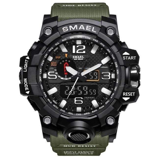 Survival Gears Depot Quartz Watches Army Green Military Dual Display Analog Digital Watch