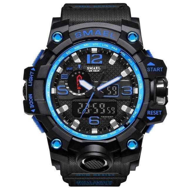 Survival Gears Depot Quartz Watches Black Blue Military Dual Display Analog Digital Watch