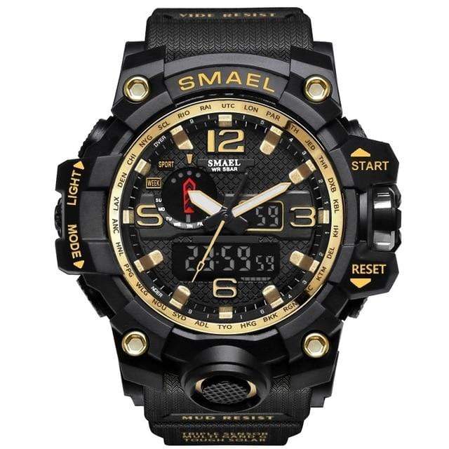 Survival Gears Depot Quartz Watches Black Gold Military Dual Display Analog Digital Watch