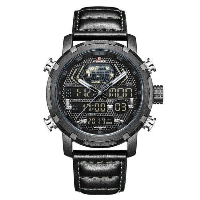 Survival Gears Depot Quartz Watches black gray Luxury Sports Leather Watch