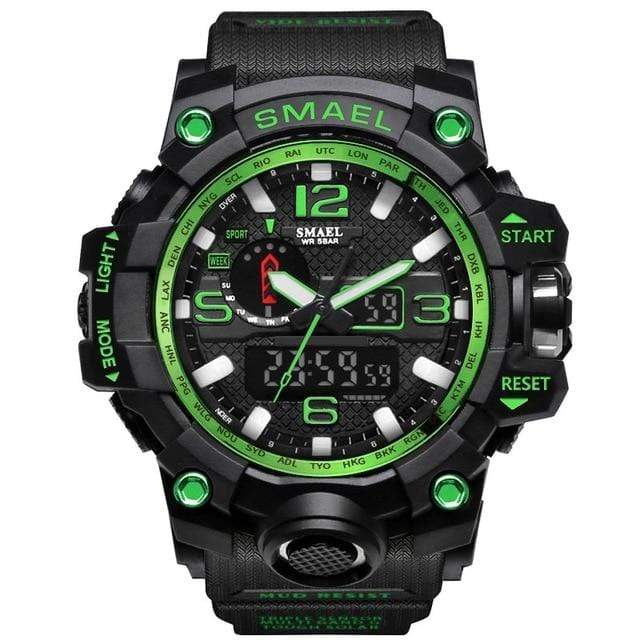 Survival Gears Depot Quartz Watches Black Green Military Dual Display Analog Digital Watch