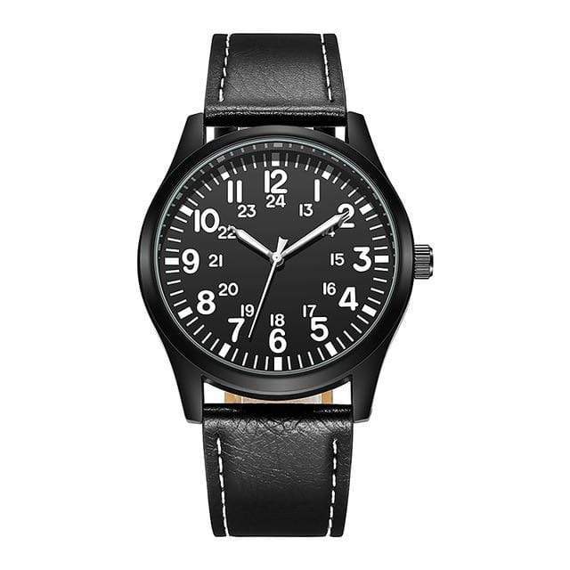 Survival Gears Depot Quartz Watches Black Leather Outdoor Nylon Strap Sport Watch