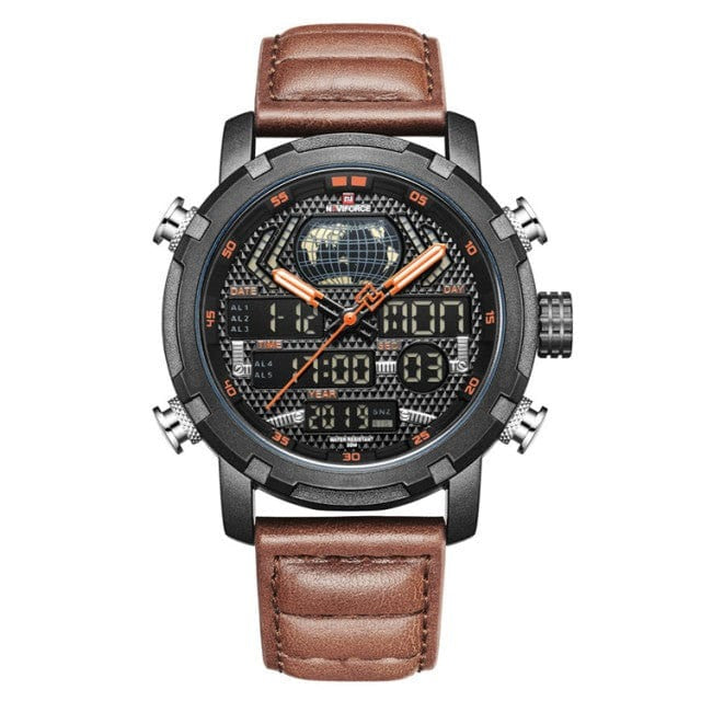 Survival Gears Depot Quartz Watches black Orange Luxury Sports Leather Watch