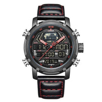 Thumbnail for Survival Gears Depot Quartz Watches black red Luxury Sports Leather Watch