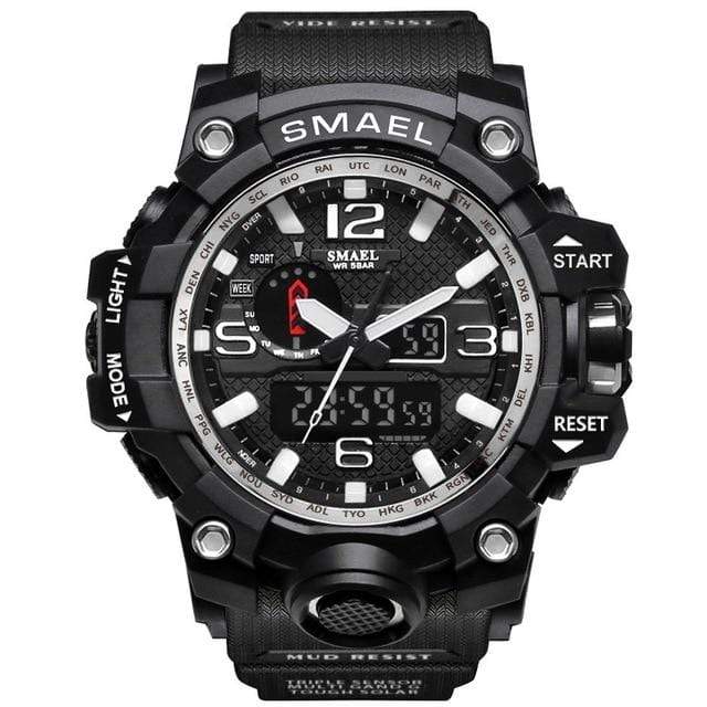 Survival Gears Depot Quartz Watches Black Silver Military Dual Display Analog Digital Watch