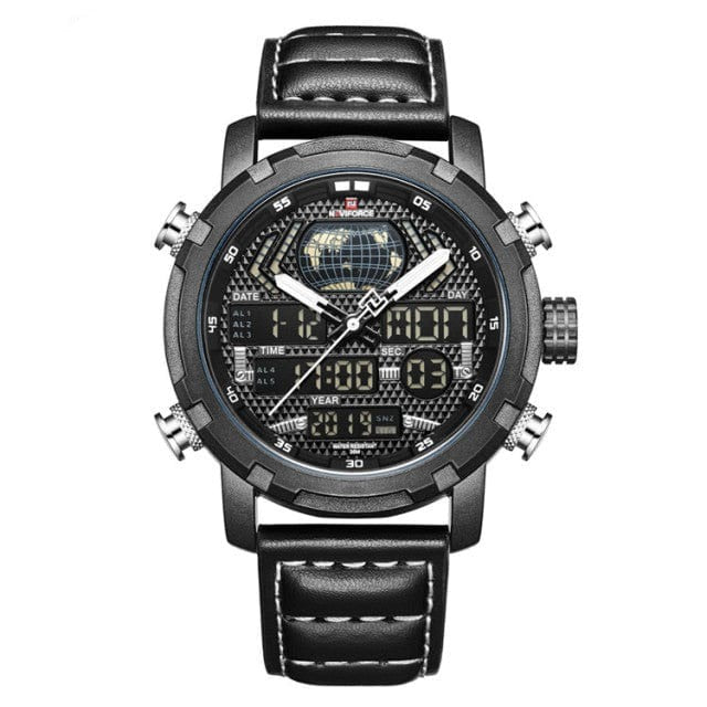 Survival Gears Depot Quartz Watches black white Luxury Sports Leather Watch