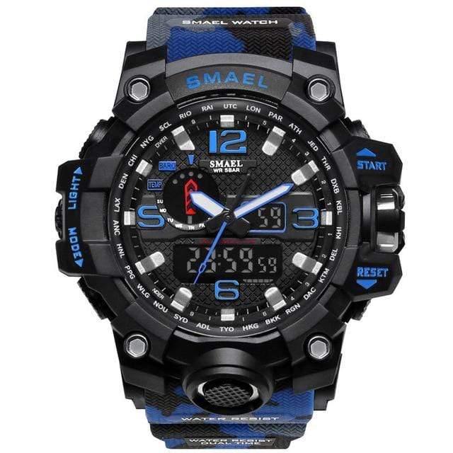 Survival Gears Depot Quartz Watches Blue Military Dual Display Analog Digital Watch