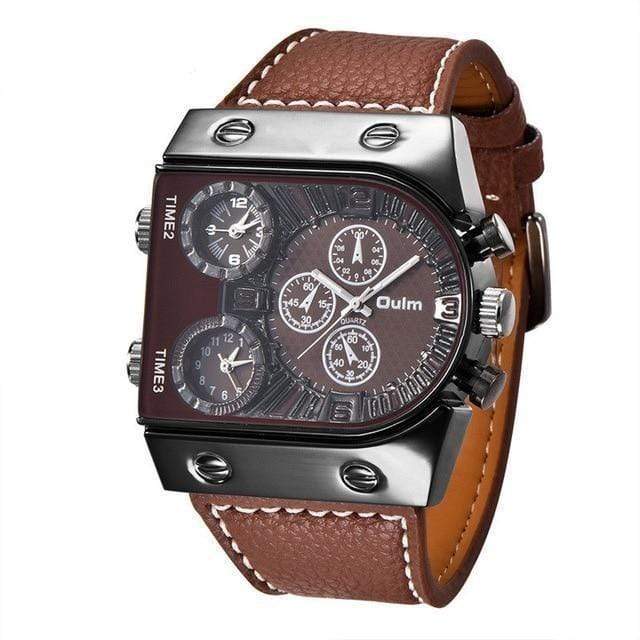 Survival Gears Depot Quartz Watches Brown Multi-Time Zone Military Watch