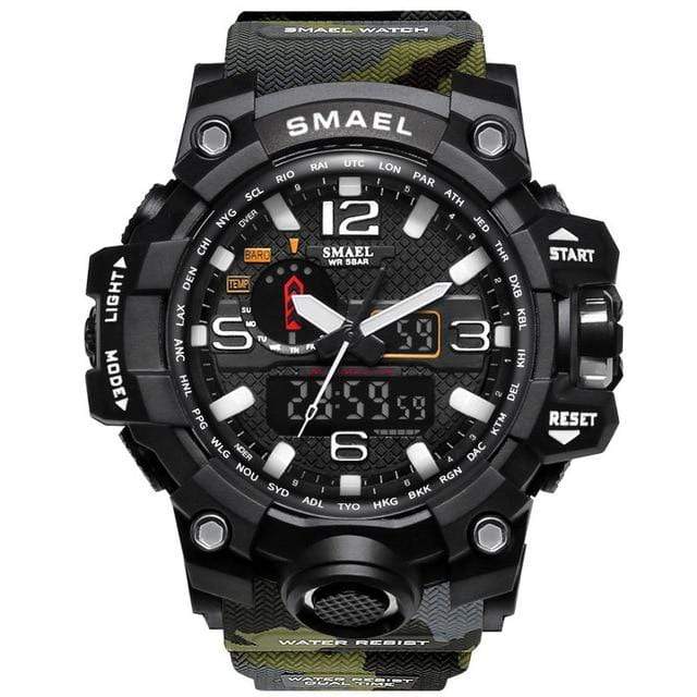 Survival Gears Depot Quartz Watches Camo Green Military Dual Display Analog Digital Watch
