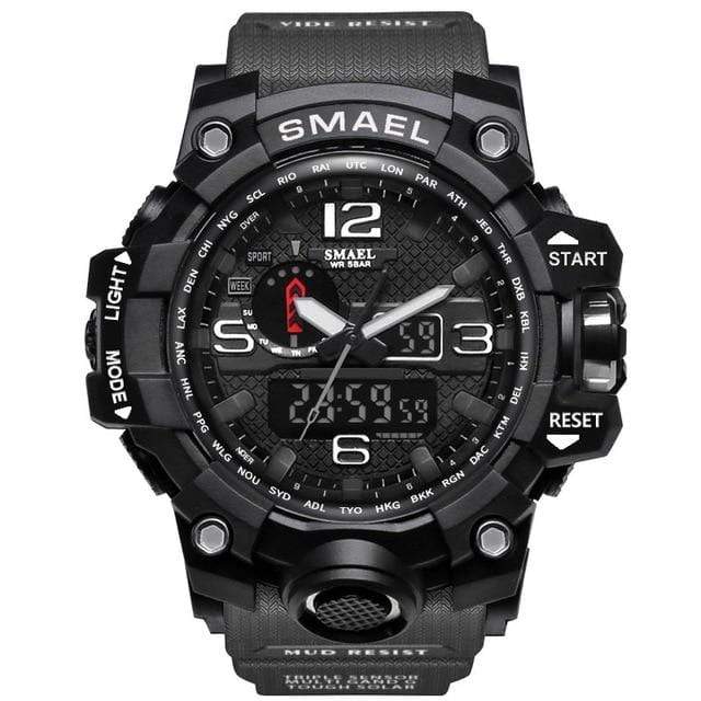 Survival Gears Depot Quartz Watches Gray Black Military Dual Display Analog Digital Watch