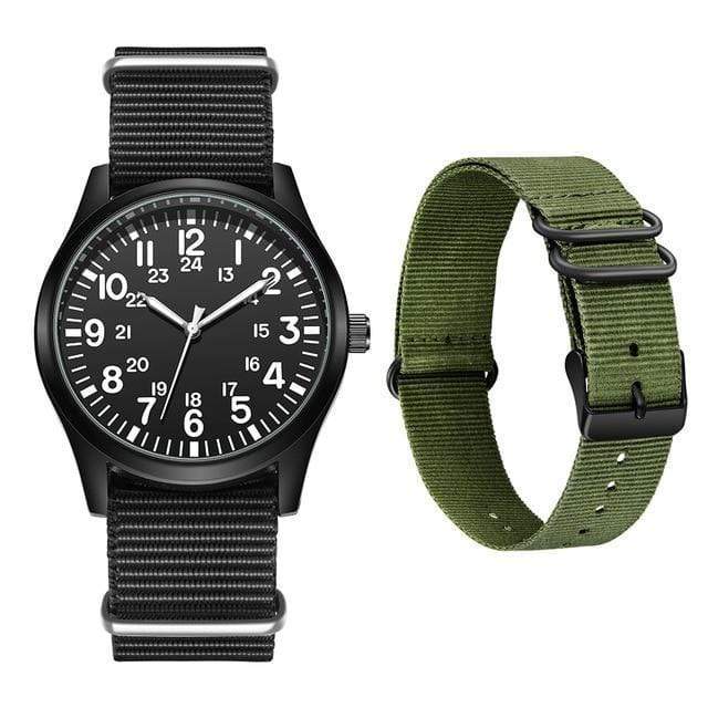 Survival Gears Depot Quartz Watches Green Black Strap Outdoor Nylon Strap Sport Watch