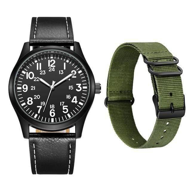 Survival Gears Depot Quartz Watches Green Nylon and PU Strap Outdoor Nylon Strap Sport Watch