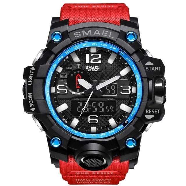 Survival Gears Depot Quartz Watches Red Blue Military Dual Display Analog Digital Watch