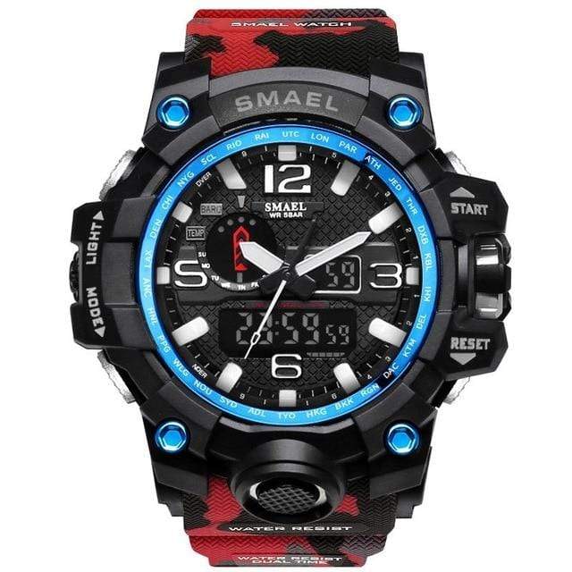 Survival Gears Depot Quartz Watches Red Military Dual Display Analog Digital Watch