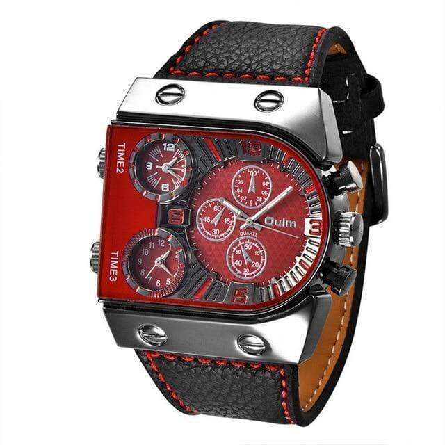Survival Gears Depot Quartz Watches Red Multi-Time Zone Military Watch