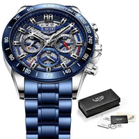 Thumbnail for Survival Gears Depot Quartz Watches Silver  Blue Luxury Sports Chronograph Quartz Watch