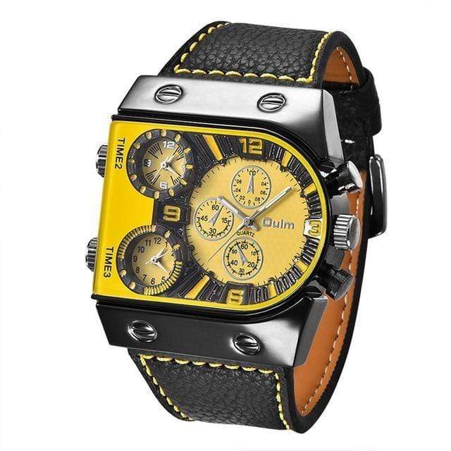 Survival Gears Depot Quartz Watches Yellow Multi-Time Zone Military Watch