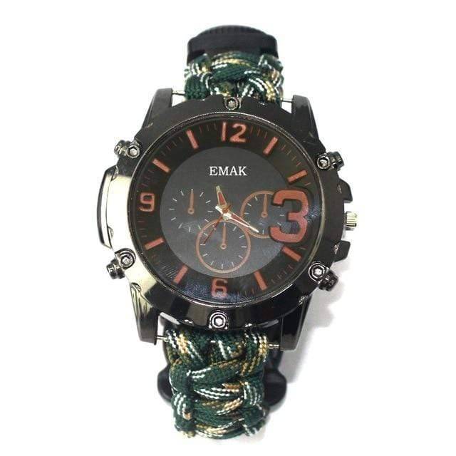 Survival Gears Depot Safety & Survival Camouflage Dark Green Tactical Rescue Paracord Watch