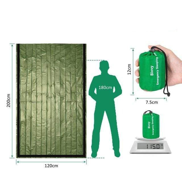 Survival Gears Depot Safety & Survival Green Outdoor Life Bivy Emergency Thermal Sleeping Bag