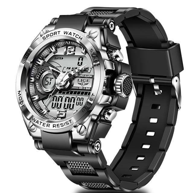 Wiio Silver Black Sport Wrist Watch LED