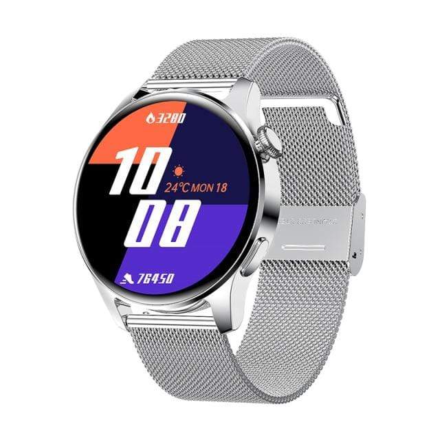Survival Gears Depot Smart Watches Mesh Belt Silver Fitness Tracker Weather Display Smart Watch