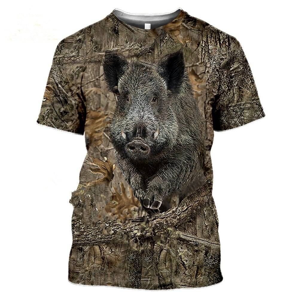Camouflage pattern hunting T-shirt with 3D animal print13