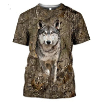 Thumbnail for Camouflage pattern hunting T-shirt with 3D animal print11
