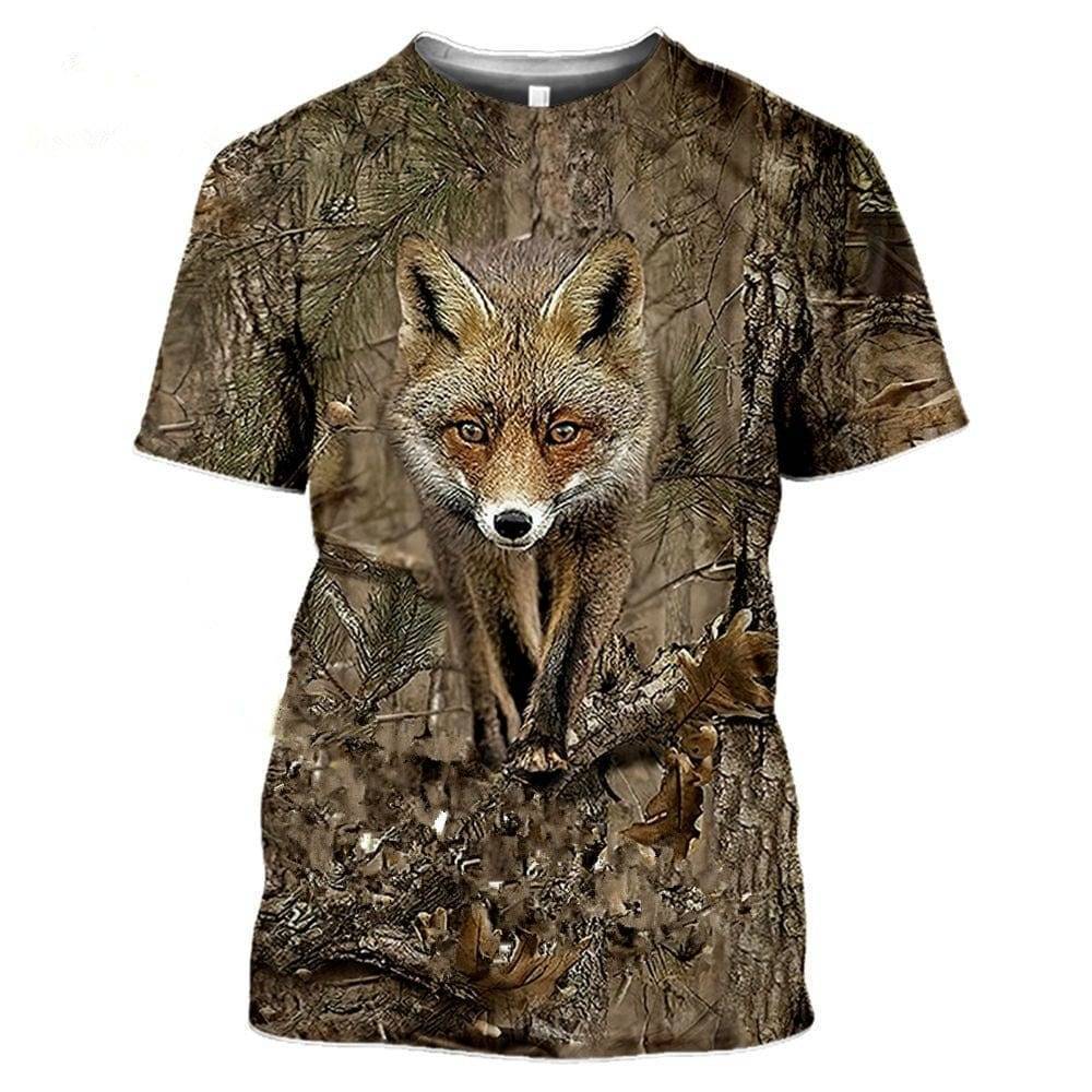 Camouflage pattern hunting T-shirt with 3D animal print1
