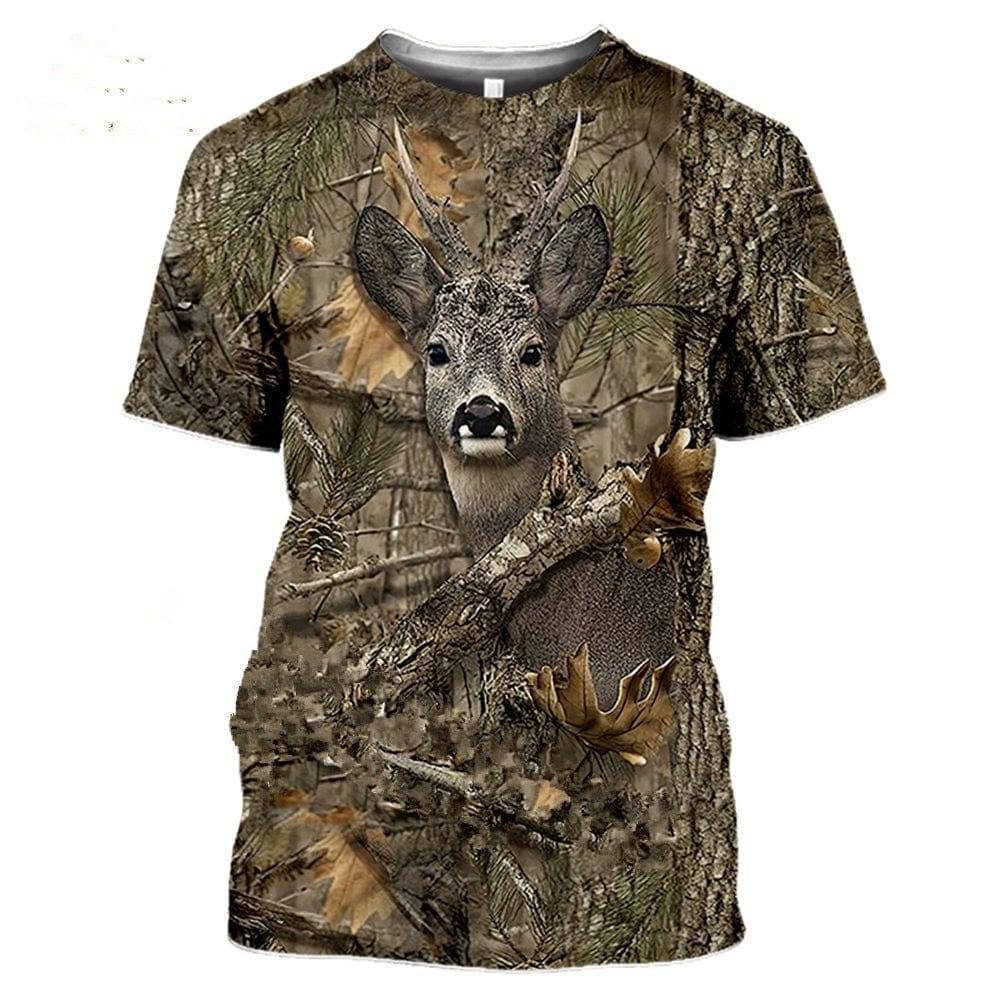 Camouflage pattern hunting T-shirt with 3D animal print4