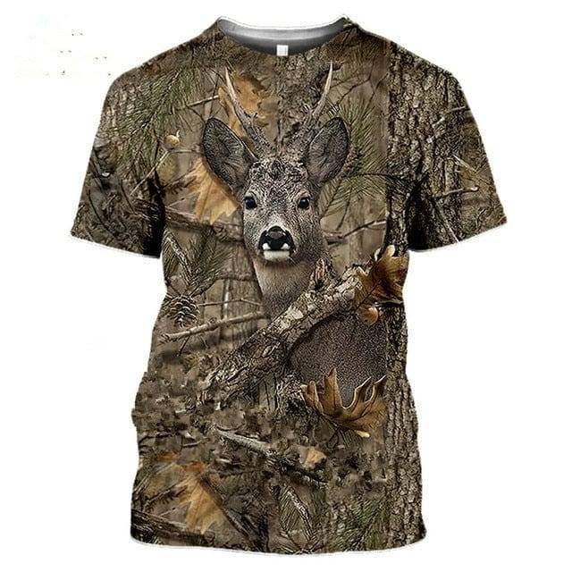Camouflage pattern hunting T-shirt with 3D animal print5